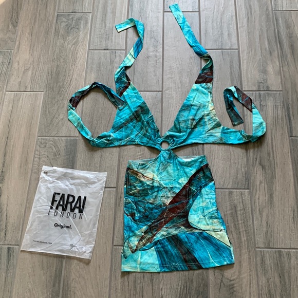 ✨HP✨ Farai London Gaia Mini Dress in Ocean Blue - Picture 2 of 7